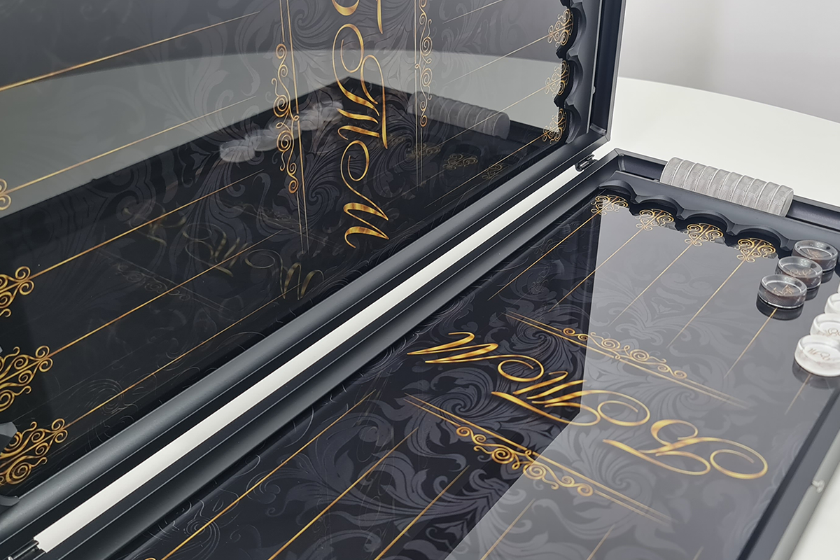 Exclusive: "Golden Initials" — Tempered Glass Backgammon